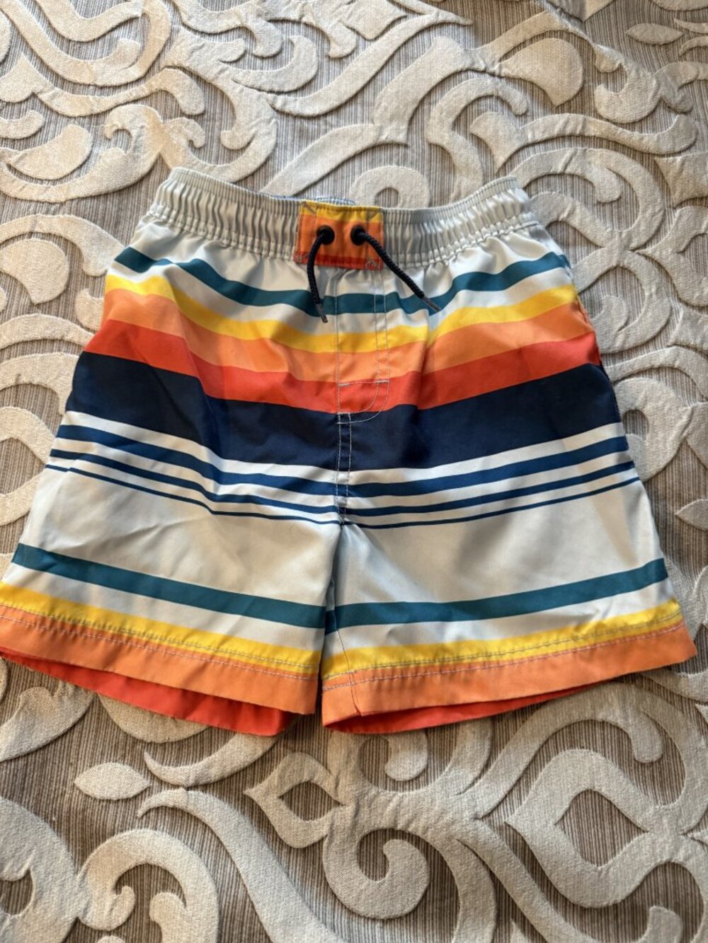 Tea Collection Boys Size 7 Swim Trunks Multi-Color Stripe Elastic Drawstring - Picture 6 of 7